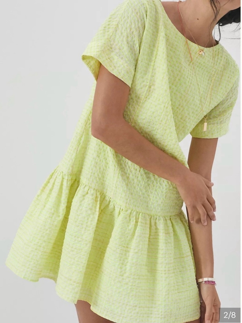 Corey Lynn Calter Yellow Textured Drop-Waist Dress - Picture 2 of 11